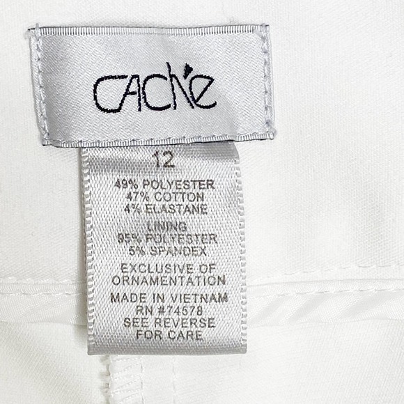 Vintage Cache White Flat Front Dress Pants Size 12 - Picture 5 of 6
